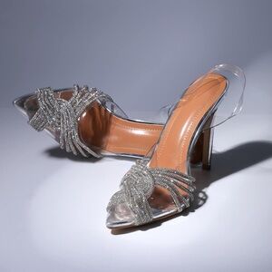 Mew Mews Lumi Crystal Embellished Heels In Silver